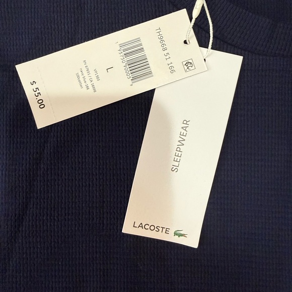 NWT - Lacoste sleep long sleeve thermal (navy) - men’s large - Picture 2 of 4